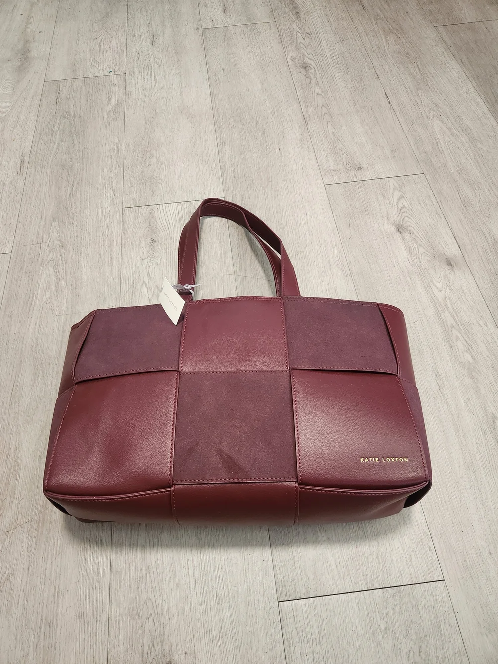 Katie Loxton Taya Woven Suedette Tote Bag in Cherry Burgundy NWT ​Category